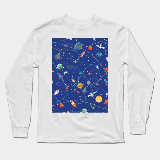 Space rocket pattern Long Sleeve T-Shirt by Arch4Design